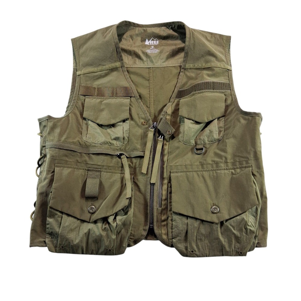 REI Co-op Utility Vest Womens Medium Green Gorpcore‎ Fishing Cargo Multi-Pocket